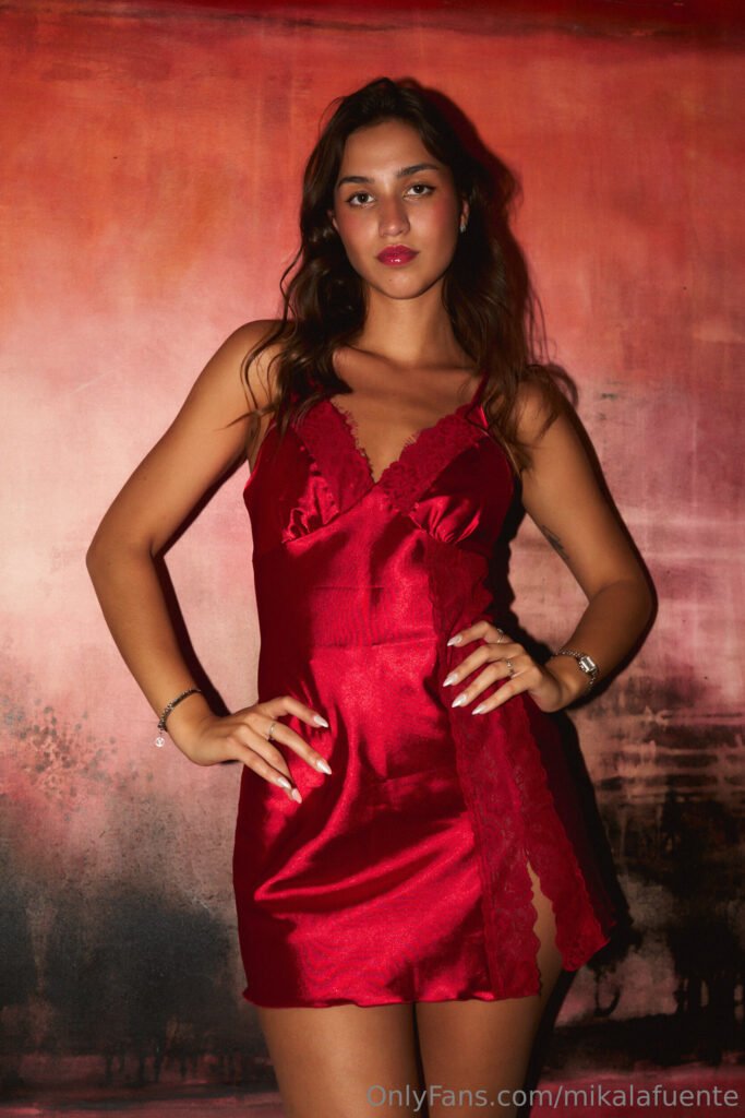 Mikaela Lafuente in Hot Red Dress Onlyfans Leaked (4)